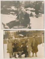 Tátra, Magas-Tátra, Vysoké Tatry - 8 db RÉGI fotós képeslap egy sorozatból: szánkóverseny, téli spor...