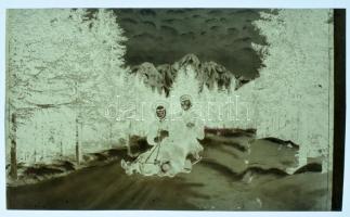 Tátrafüred, Bad Alt-Schmecks, Stary Smokovec; szánkózó társaság télen. A képeslap eredeti fotopolimer kliséje! / sledding people, winter sports. Original photo cliché (stereotype) of the postcard!