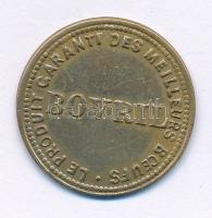 Franciaország 1900 k. "Bovril" kétoldalas sárgaréz reklámzseton. A Bovril egy 1889 óta létező, ikonikus brit, sűrű, sós marhahús- és élesztőkivonat, amelyhez forró vizet, vagy ritkábban tejet kell hígítani. Levesek, húslevesek, pörköltek és zabkása ízesítőjeként használják, valamint kenhető krémként, különösen pirítóson. (21mm) T:AU France c. 1900. "Bovril" double-sided brass advertising token. Bovril is an iconic British thick, salty beef and yeast extract, dating back to 1889, which is diluted with hot water or, more rarely, milk. It is used as a flavouring in soups, broths, stews and porridge, and as a spread, especially on toast. (21mm) T:AU
