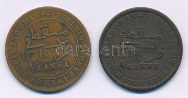 Omán / Maszkat 1898. (1315.) 1/4A Cu (2x) T:VF patina Oman / Muscat 1898. (1315.) 1/4 Anna Cu (2x) C:VF patina Krause KM#3.1