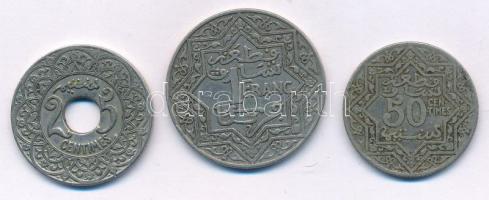 Marokkó 1921. Francia Protektorátus 25c Cu-Ni + 50c Ni + 1Fr Ni T:VF patina Morocco 1921. French Protectorate 25 Centimes Cu-Ni + 50 Centimes Ni + 1 Franc Ni C:VF patina