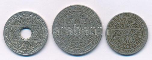 Marokkó 1921. Francia Protektorátus 25c Cu-Ni + 50c Ni + 1Fr Ni T:VF patina
Morocco 1921. French Pr...