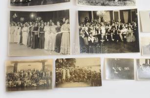 cca 1910-1940 Társaságokat ábrázoló fotók, közte a Fészek Művészklub által rendezett iparművész bál ...