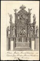 1836 Dorneck, Joseph: A znióváraljai templom oltára Szűz Mária kegyképével (Altare Beatae Mariae Virginis in Oppido Znijo-Varallya Dioecesis Neosoliensis Comitatus Thúróczensis). Rézmetszet, papír, jelzett a metszeten, lapszéli sérüléssel, 19,5x11,5 cm. [In: Jordánszky Elek: Magyar országban 's az ahoz tartozó részekben lévő Bóldogságos Szűz Mária kegyelem' képeinek rövid leírása. Pozsony, 1836.]