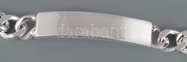 Ezüst (Ag) pancer karkötő véshető középrésszel, jelzett, h: 18,5 cm, 32,2 g