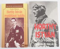 Szabó Mátyás: Horthy István repülőtiszt halála. Bp., 1999, Zrínyi. Kiadói kartonált papírkötés. + Ötven éve történt... Horthy István repülő főhadnagy tragikus halála. Farkas György harctéri naplója. Szemtanúk és visszaemlékezők írásai. Közreadja Özv. Horthy Istvánné. Bp., 1992, Auktor. Kiadói papírkötés.