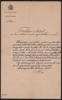 1905 Bp., Hieronymi Károly (1836-1911) kereskedelemügyi miniszter autográf aláírása kinevezésen