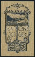 Joseph Aicher (XX. sz. eleje): Ex libris Jos. (Joseph) Gierl. Vonalas klisényomat, papír, jelzett a nyomaton. 11x6 cm