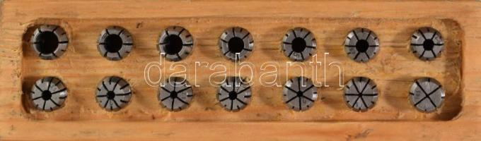 14 darabos szorítópatron készlet, fa tartóban