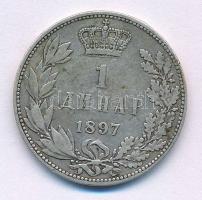 Szerbia 1897. 1D Ag "I. Sándor" T:VF,F patina Serbia 1897. 1 Dinar Ag "Alexander I" C:VF,F patina Krause KM#21