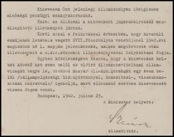 1942 Bp., Szász Lajos (1888-1946) államtitkár, később iparügyi, illetve kereskedelem- és közlekedésü...