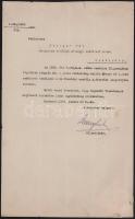 1926 Bp., Vargha Imre (1876-1945) pénzügyi államtitkár (1931. júliusától decemberig adminisztrációs vezető miniszteri hatáskörrel) autográf aláírása kinevezésen, lapszéli szakadással