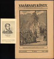 1938 Vasárnapi Könyv ismeretterjesztő képes hetilap XXVIII. évf. 11. szám, a címlapon: ,,Kossuth beszél a forradalmi Bécs népének", 16 p. + Kossuth Lajost ábrázoló kártya, 10x6,5 cm