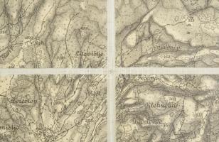 cca 1900-1910 Szerednye és környékének (Kárpátalja) térképe, 1 : 75.000, vászonra kasírozva, 39x51 c...