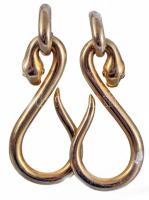 Aranyozott ezüst (Ag) kígyós fülbevaló pár, jelzett, 925 ezrelékes ezüst, 12,4g