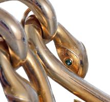 Aranyozott ezüst (Ag) kígyós fülbevaló pár, jelzett, 925 ezrelékes ezüst, 12,4g