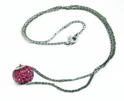 Ezüst (Ag) lánc üvegköves medállal, jelzett, bruttó 3,3g