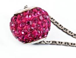 Ezüst (Ag) lánc üvegköves medállal, jelzett, bruttó 3,3g