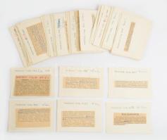 1884-1906 1848/49-es honvédek halálhírei újságkivágásokon, egyenként papírlapokra ragasztva, összesen kb. 60-70 db