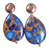 Aranyozott ezüst (Ag) fülbevaló pár, piterzit kővel, jelzett, bruttó 9,2g