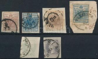 6 db magyar / osztrák klasszikus bélyeg