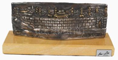 Jeruzsálemi emléktárgy 925-ös ezüst (Ag) borítással, talapzattal 18x8 cm