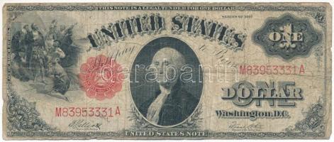 Amerikai Egyesült Államok 1917. 1$ "United States Note" piros pecséttel, "M83953331A" sorszámmal. Szign.: "William S. Elliott" és "Frank White" T:VG USA 1917. 1 Dollar "United States Note" with red seal, with "M83953331A" serial number. Sign.: "William S. Elliott" and "Frank White" C:VG Krause P#187(4)