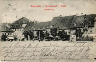 1911 Nagyszeben, Hermannstadt, Sibiu; Grosser Ring / piac tér, üzletek / market square, shops (EK)