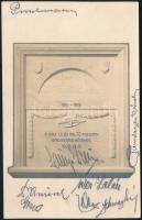1927 A volt cs. és kir. 72. pozsonyi gyalogezred hőseinek emléktáblájának fotója, a tervező és mások aláírással, 9×14 cm
