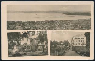 cca 1960 "Üdvözlet Balatonfüredről" levelezőlap, "Postai célra nem használható" bélyegzéssel, sarkán törésnyom, 9×14 cm