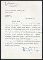 1955 Skultéty Csaba (1920-2015) újságíró, író saját kézzel aláírt levele + boríték