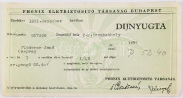 ca 1900-1930 Biztosítási iratok, nyugták, levelek, kötvények, igazolások gyűjteménye, Fonciére, Első...