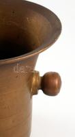 Bronz mozsár, törővel, m: 15 cm, törő h: 28 cm