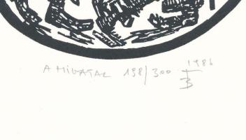 Banga Ferenc (1947-): A hivatal (az 1986-ban az Újpest Galéria első kiállítására megjelent mappából)...