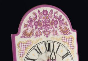 Zománcozott fém lapos óra, Junghans elemes szerkezettel, 17x12 cm