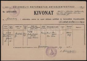 1879-1943 Feldoboly (Dobolii de Sus), Erdélyi Református Anyaszentegyház által kiállított 2 db anyak...