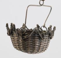 Régi ezüstözött kosár teaszűrő, d: 5 cm