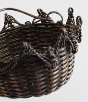 Régi ezüstözött kosár teaszűrő, d: 5 cm