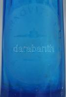Markovits Pál kékszínű szódás üveg, lepattanással, m: 29,5 cm