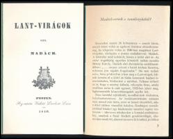 Madách Imre: Lant-virágok. Pest, 1840, Landerer Lajos. 72p. Hasonmás kiadás + tanulmányfüzet. Kiadói...