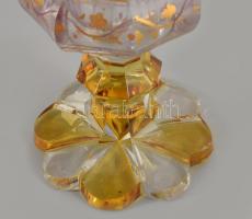 Biedermeier talpas pohár, festett, lepattanással, m: 15 cm