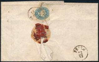 1864 15kr + 10kr ajánlott levélen, a hátoldali 10kr bélyeg eltépve "ALT ORSOVA" - "PE...