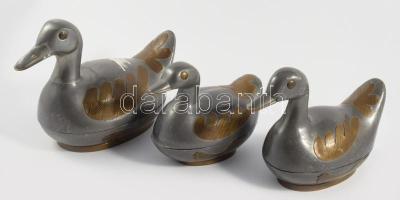 3 darab ón kacsa figurás tároló dísz, h: 17 cm alatt