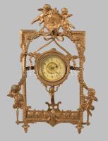 Neorokokó puttó figurás asztali óra, m: 24 cm