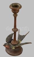 Fecske figurás antik gyertyatartó, m: 15 cm