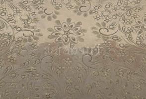 Keleti ezüstözött asztalközép kínálótálca, jelzett, 43x28 cm