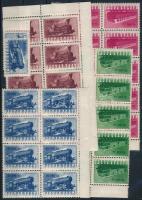 1946 Vasútjubileum sor tízestömbökben, a 20.000ap nyolcastömbben + 2 darabban (48.000)