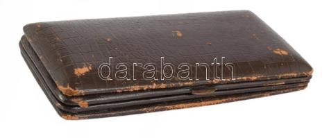 Antik utazó barometer-hőmérő, tokban, 15x8 cm