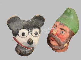 4 darab régi kerámia és papírmasé fej