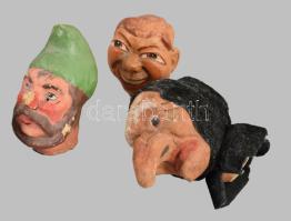 4 darab régi kerámia és papírmasé fej